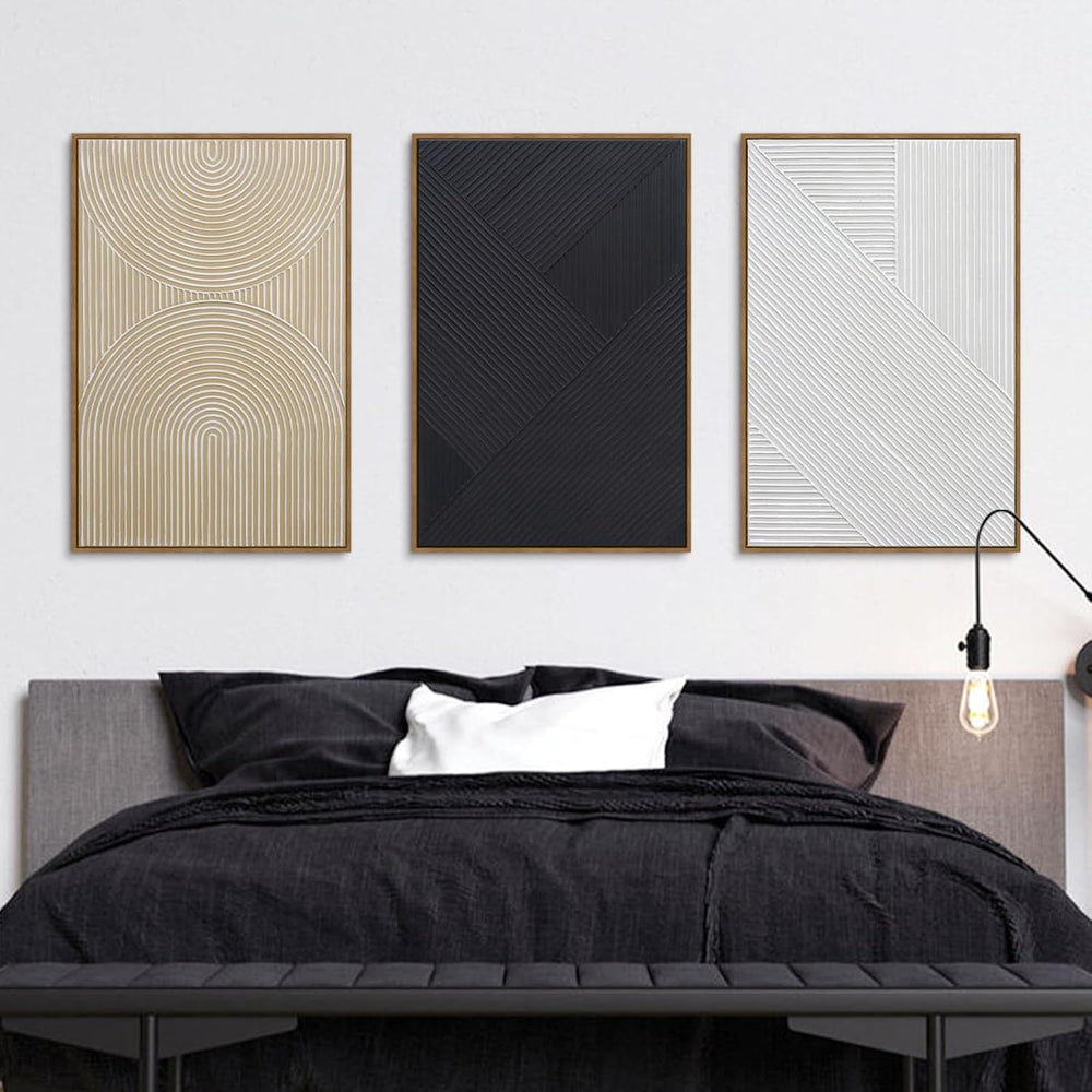 Zessonic Neutral Textured 3D Boho Abstract Hand-Painted Wall Art, 16"x24...