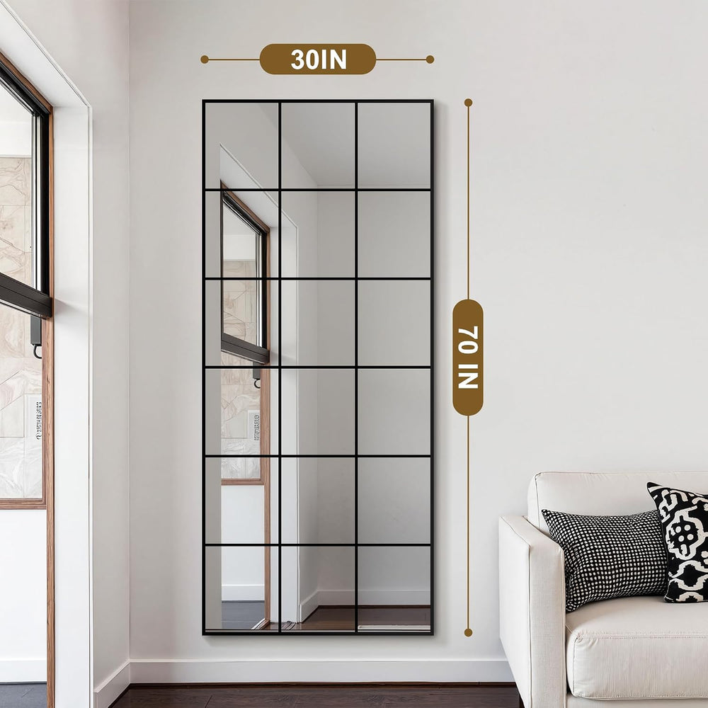 Full Length Mirror Window Pane, 30" x 70" Large Decorative Mirror, ...