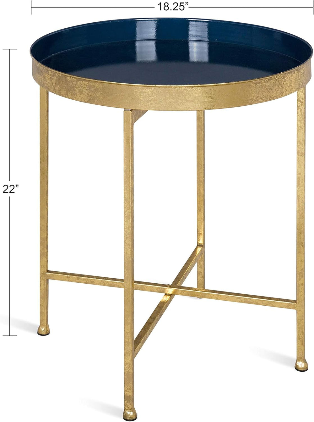 Kate and Laurel Celia Metal Foldable Round Accent Table, 18.25" x 18.25&...