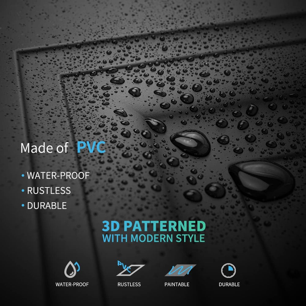 Art3d 12-Pack PVC Waterproof Drop Ceiling Tiles, 2 x 2 ft, Square, Black