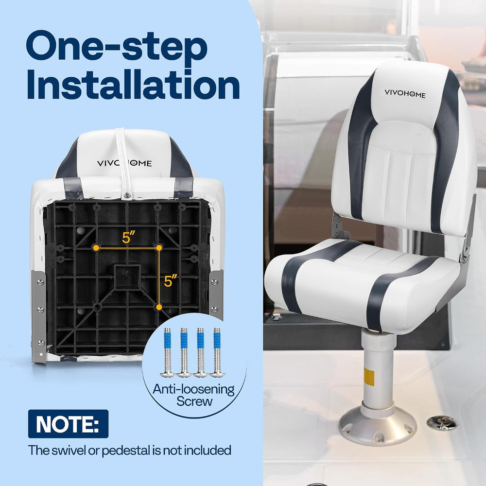 VIVOHOME Folding High Back Boat Seats, 2 Pack Waterproof Boat Captain Chair