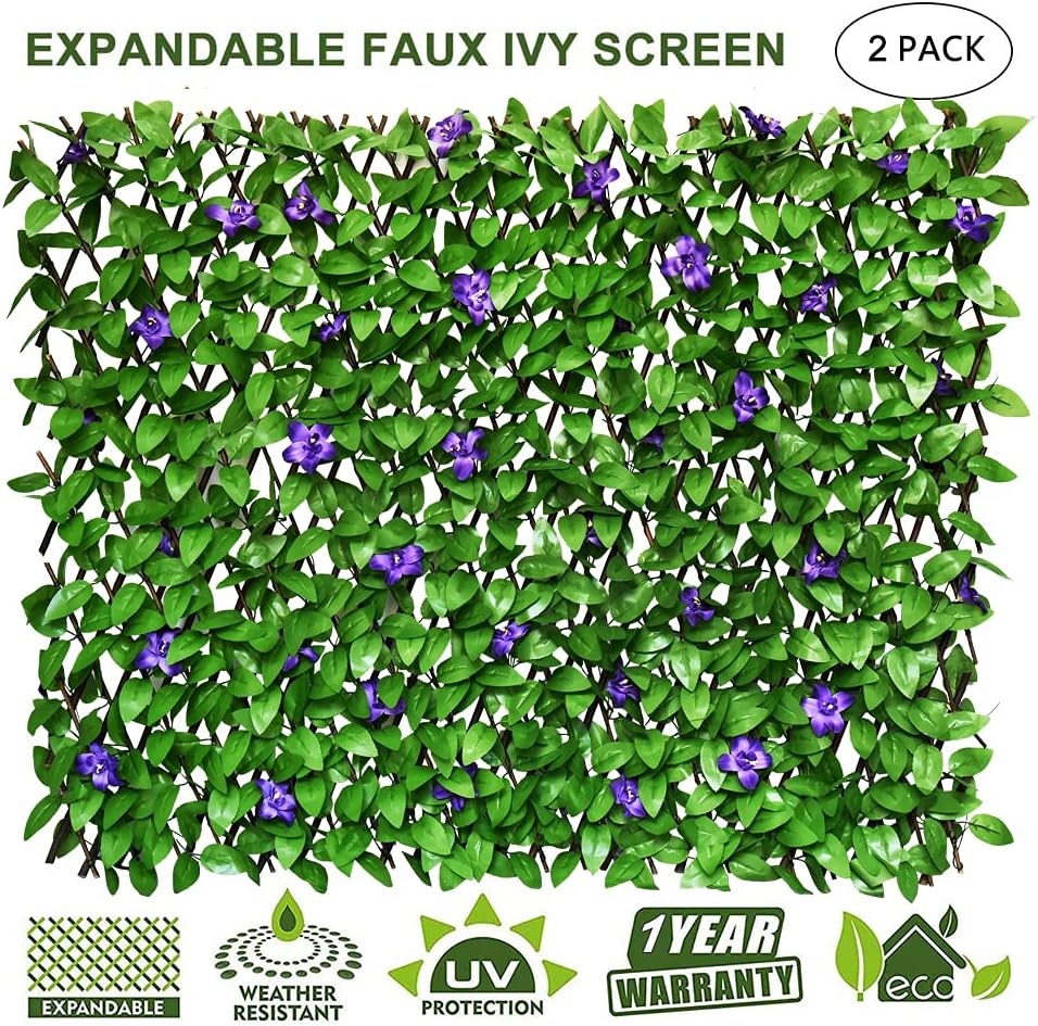 Expandable Fence Privacy Screen for Balcony Patio Outdoor,Decorative Faux Ivy...