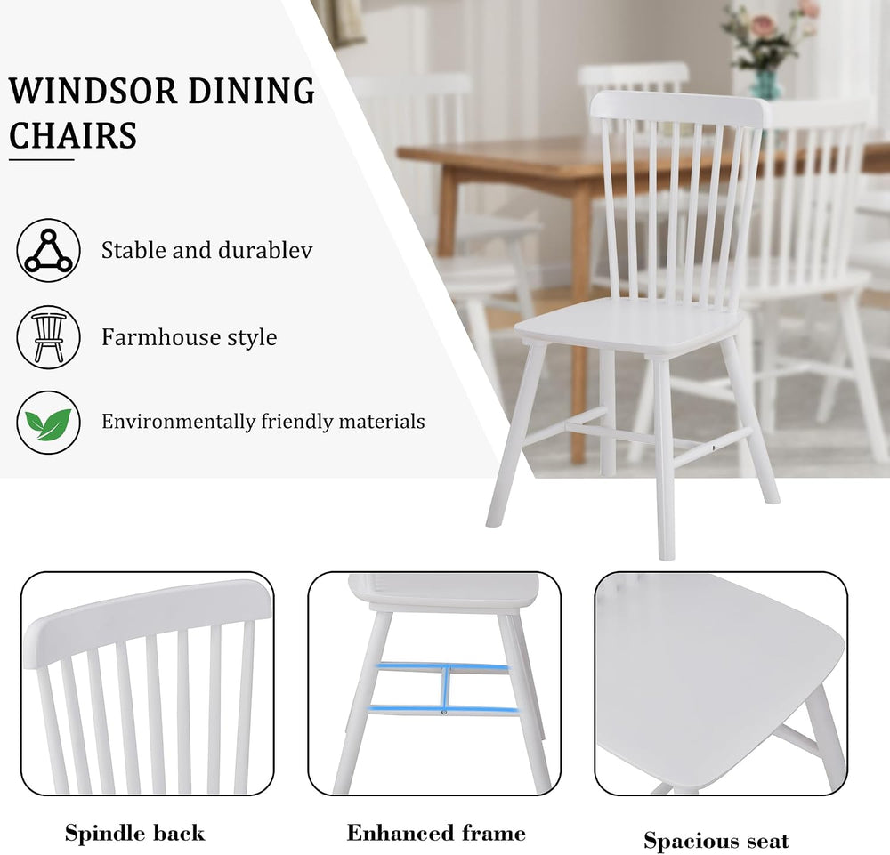 Dining Chairs Set of 4, Farmhouse Solid Wood Windsor Kitchen Chairs Set with ...