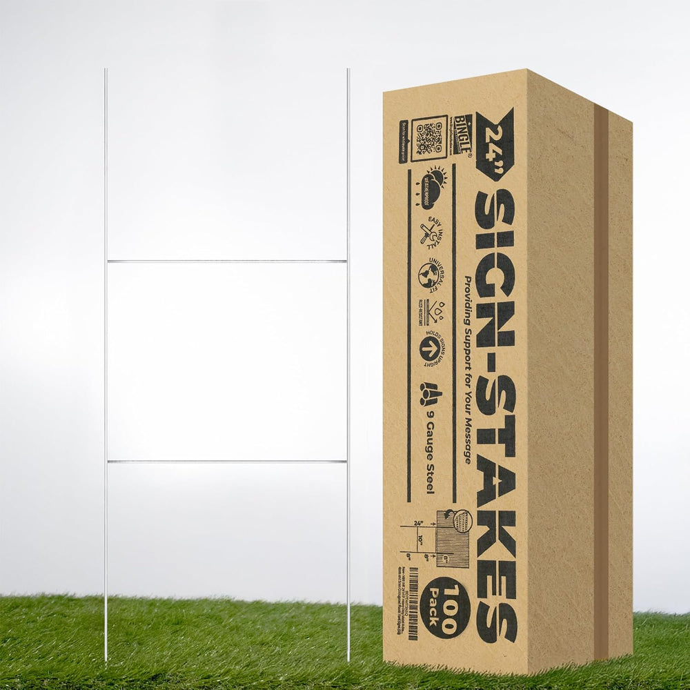 VIBE INK 100pc 10x24 (US Standard Size) Step-Stakes Heavy Duty Steel H-Stakes...