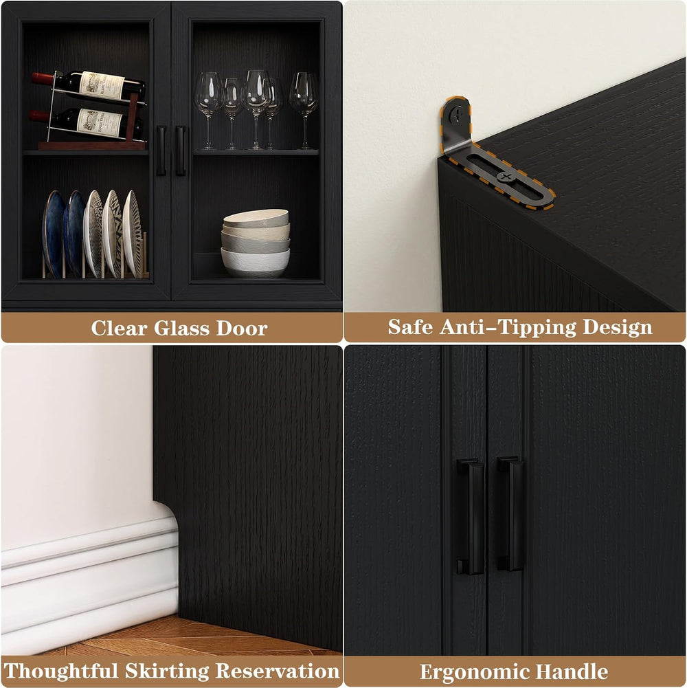 Unikito 80" Tall Modular Kitchen Pantry Storage Cabinet with Glass Doors
