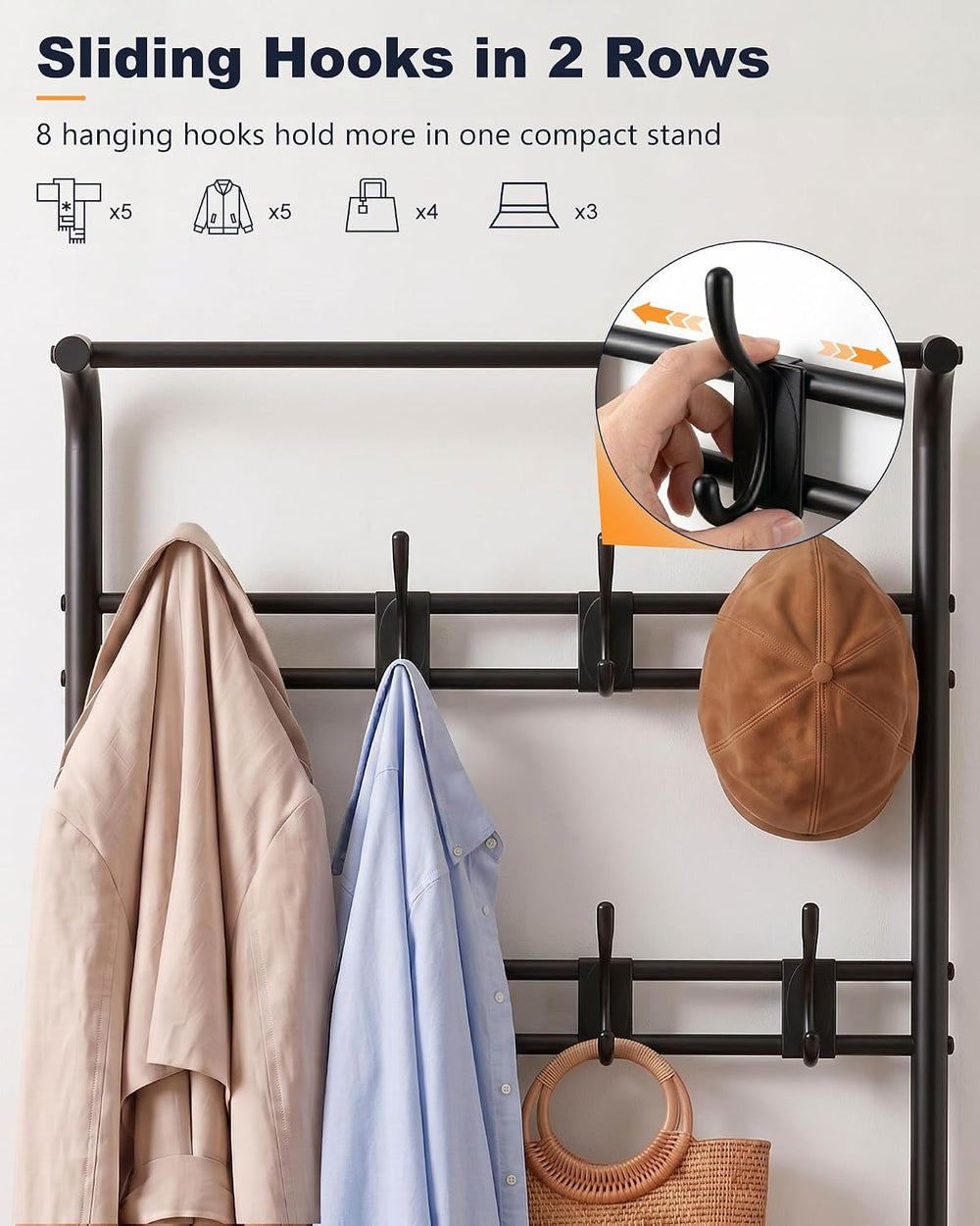 Hall Tree with Shoe Bench, 4-in-1 Entryway Coat Rack