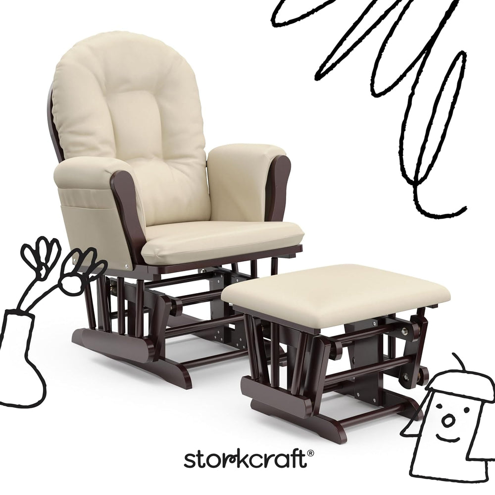 Storkcraft Premium Hoop Glider & Ottoman, Espresso with Beige