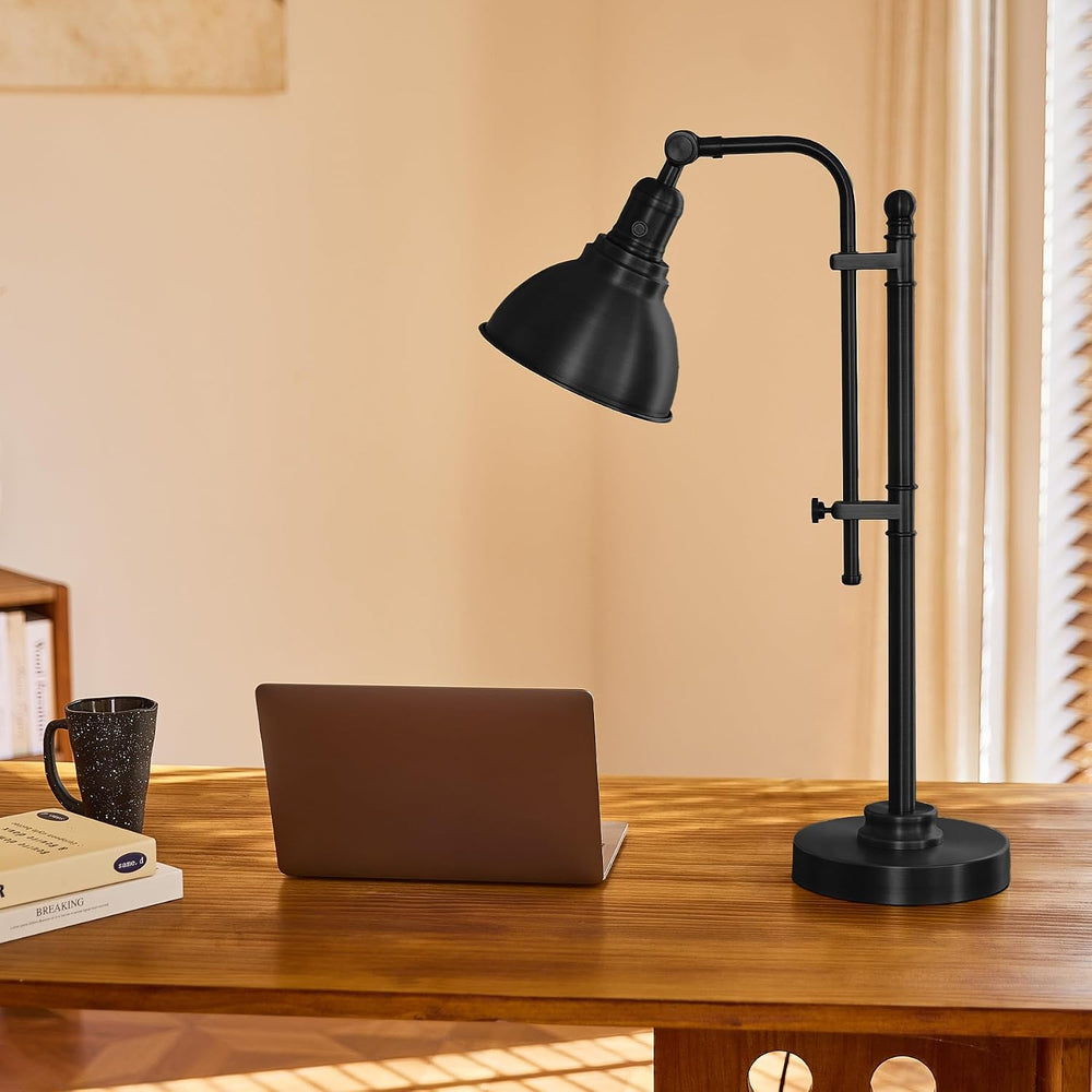 VONLUCE Rustic Desk Lamp, Adjustable Industrial Table Lamp for Home Office