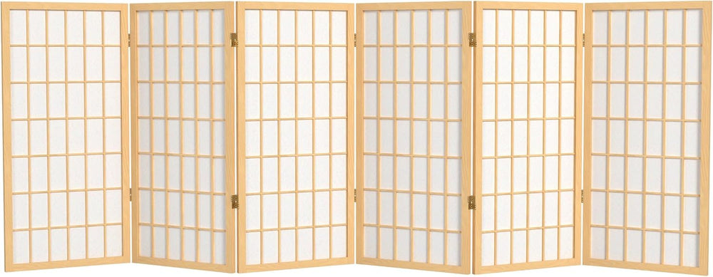 3 ft. Short Window Pane Shoji Screen - Natural - 6 Panels