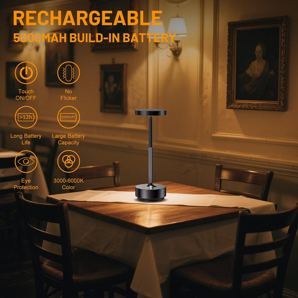 LED Cordless Table Lamp Rechargeable,Battery Powered Outdoor Table Light