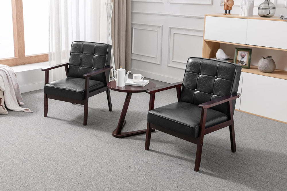 Okeysen Accent Chairs Set of 2, Mid Century Modern Accent Chair, Retro Wood a...
