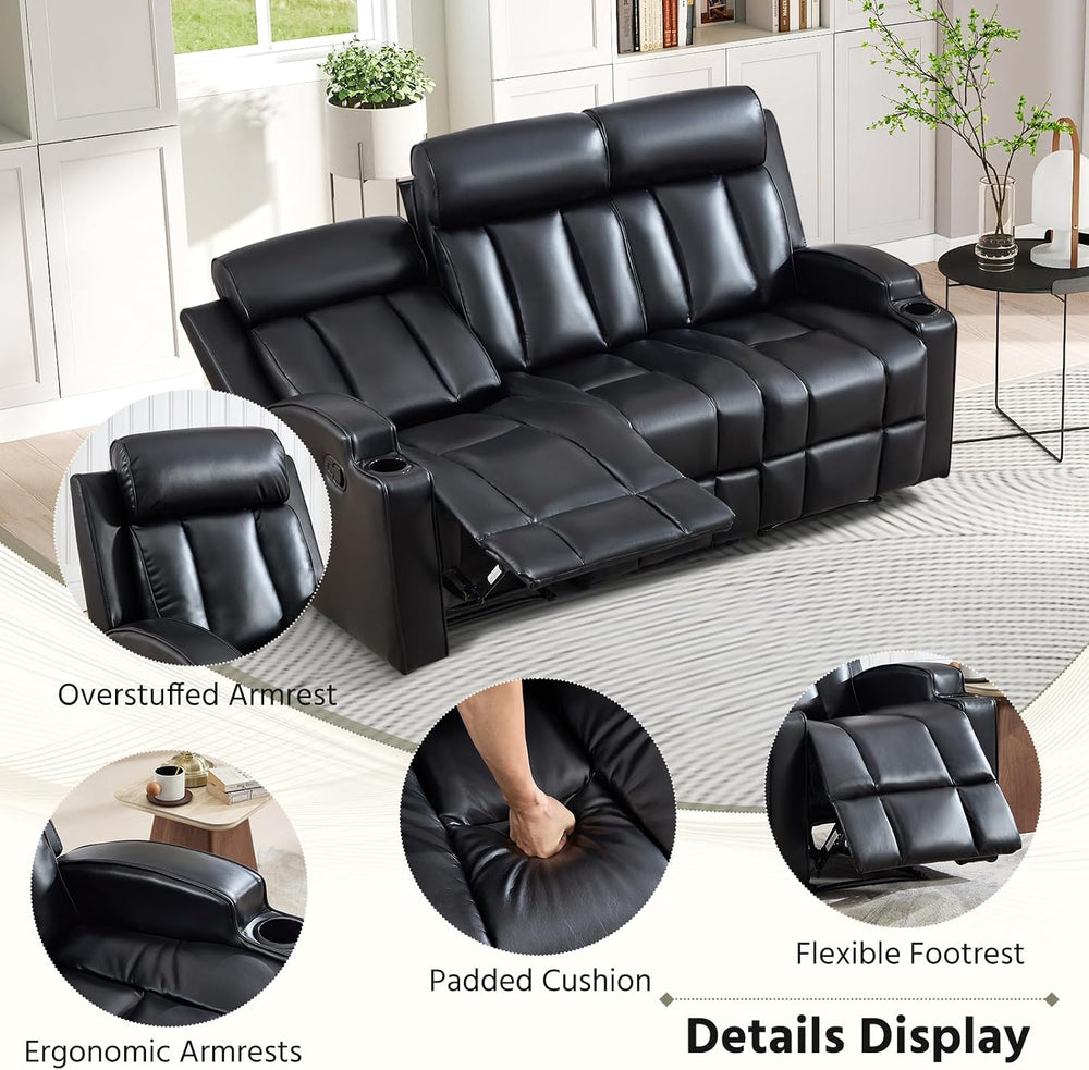 HAOMARKETS 3-Piece Manual Recliner Sofa Set, Included Loveseat Set of 2 with ...