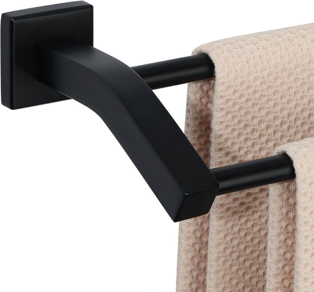 Alise Double Bath Towel Bar, 24" Towel Racks for Bathroom, Matte Black