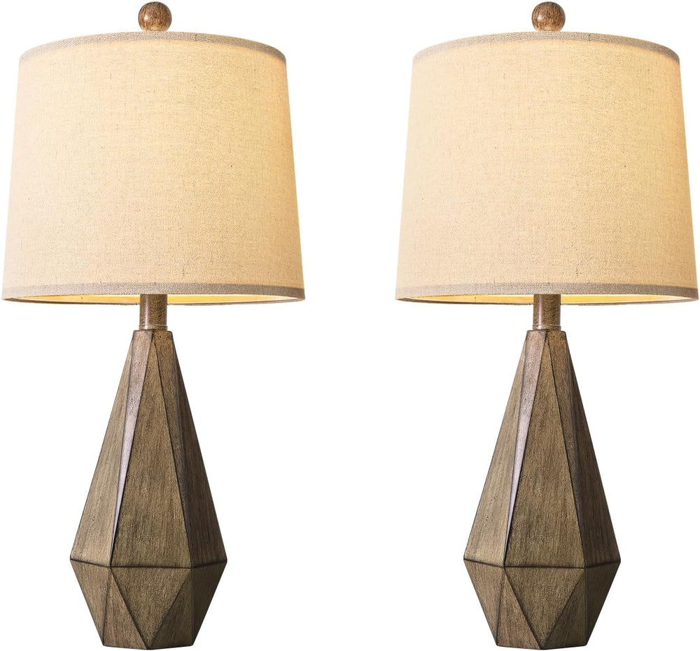 PoKat 23'' Farmhouse Table Lamps Set of 2, Brown Rustic Lamps for Liv...