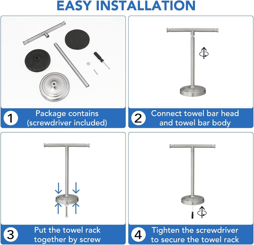 RUMOSE Brushed Nickel Hand Towel Holder Stand Countertop Towel Rack