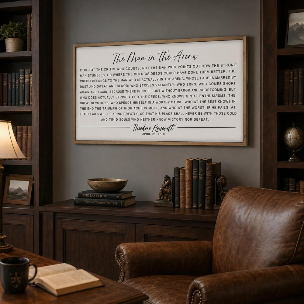 flangairy 32.3"x 16.5" The Man in The Arena Wall Art Framed, Office...