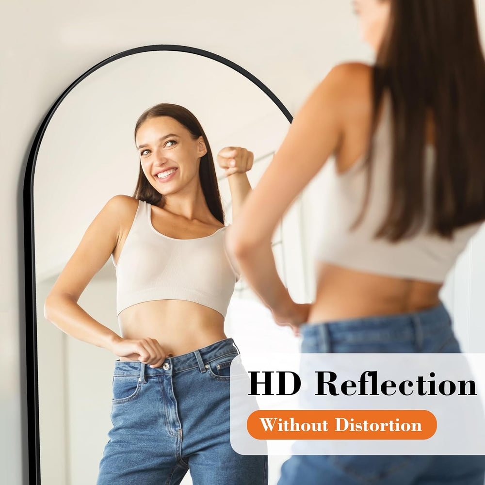 Sweetcrispy 58"x19" Arched Full Length Mirror, Full Body Mirror, Black