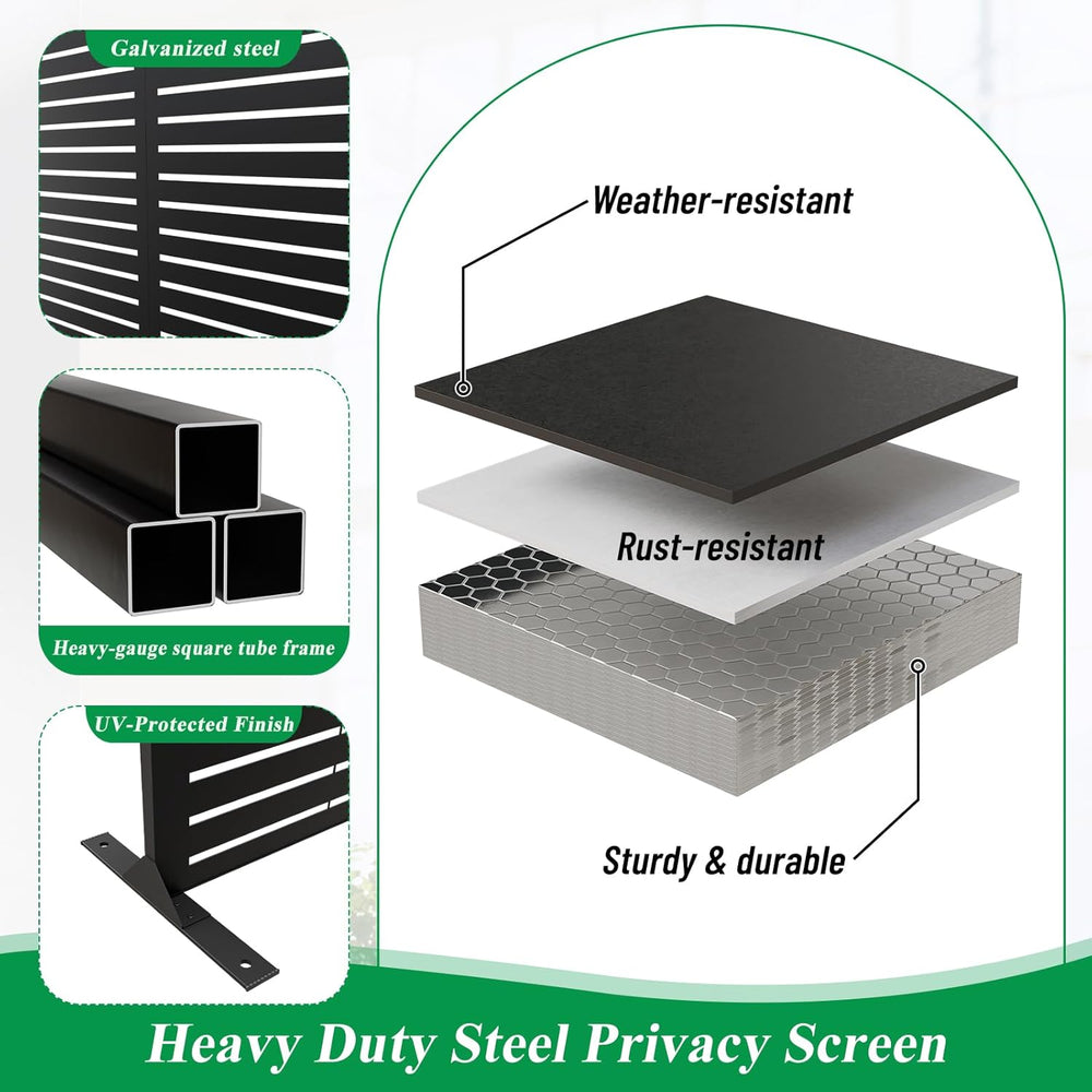 SnugNiture “Metal Privacy Screen”, 72" H × 47" W Weather Resistant ...