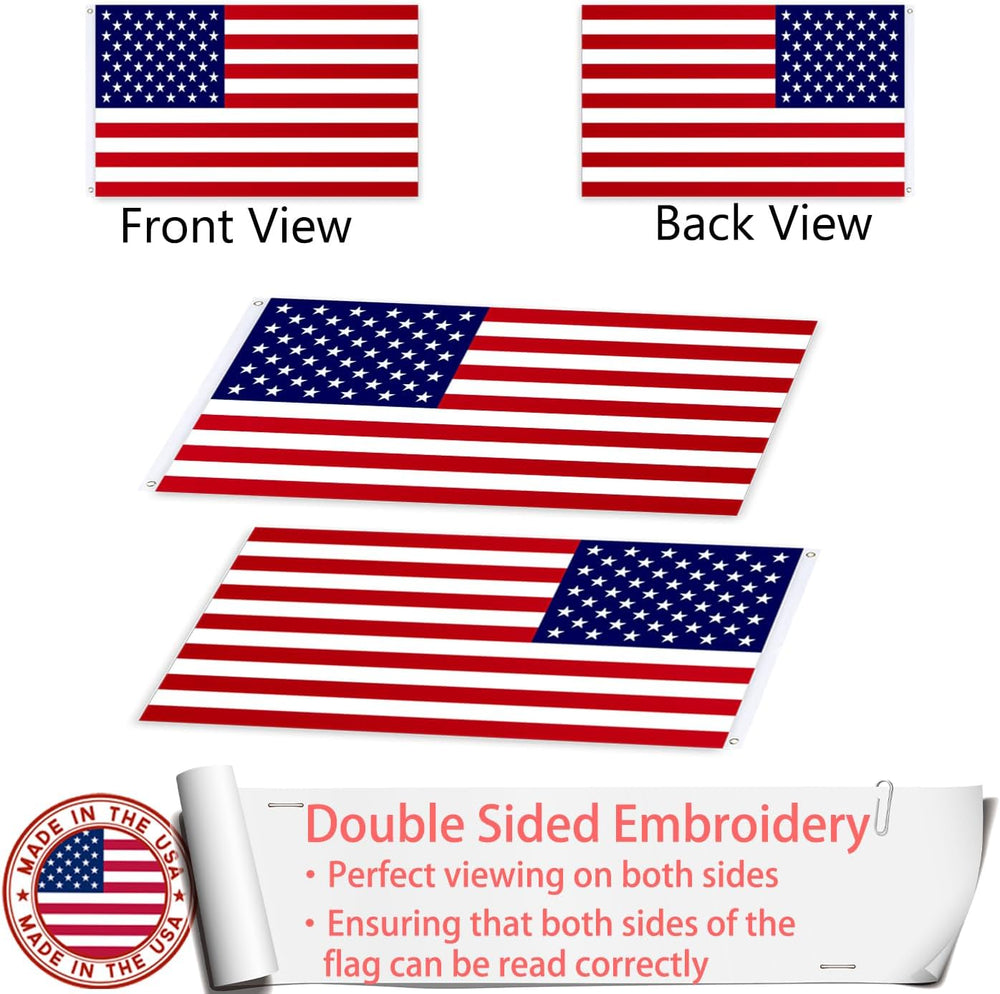 Embroideries American US Flag 3x5 Outdoor Made in USA - Heavy Duty Vivid Colo...