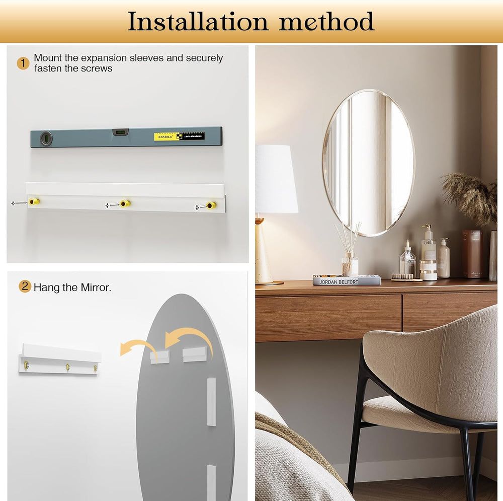 Oval Bathroom Mirror, 24"x32" Frameless Wall Mirror