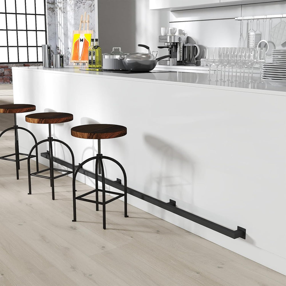 Bar Foot Rail Kit 4ft / 6ft / 8ft, Matte Black Bar Foot Rest Brackets with In...