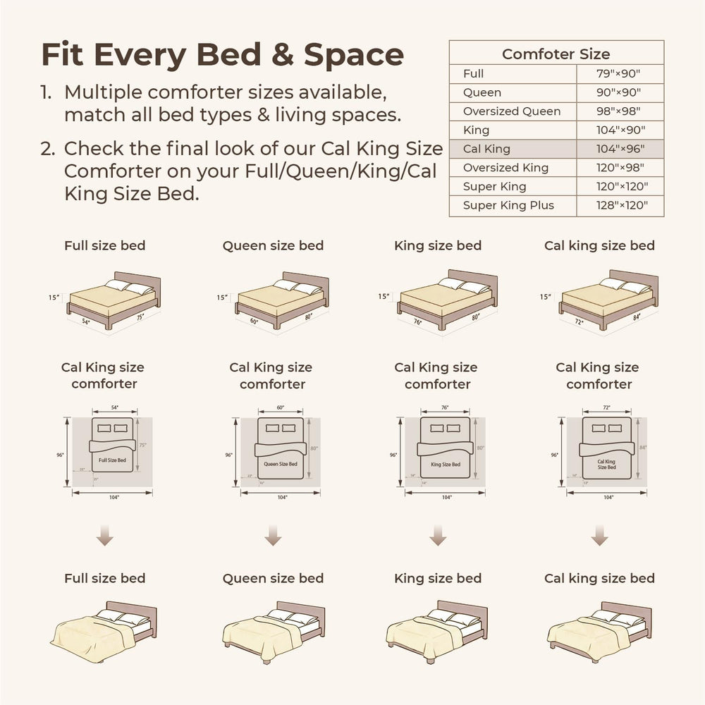 Litanika California King Comforter Set, 3 Pcs Beige Tufted Boho Bedding Set