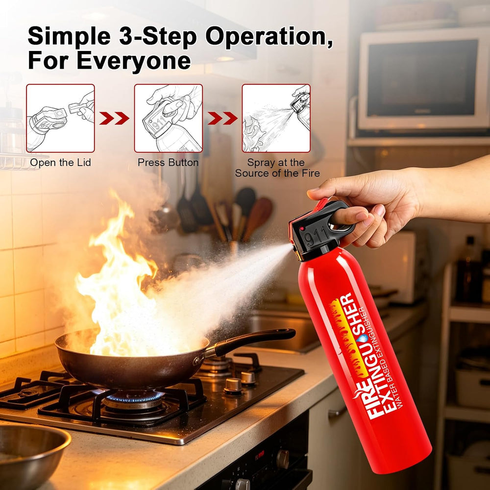 6 Pack Water-Based Fire Extinguishers Class A B C K With Wall Mount