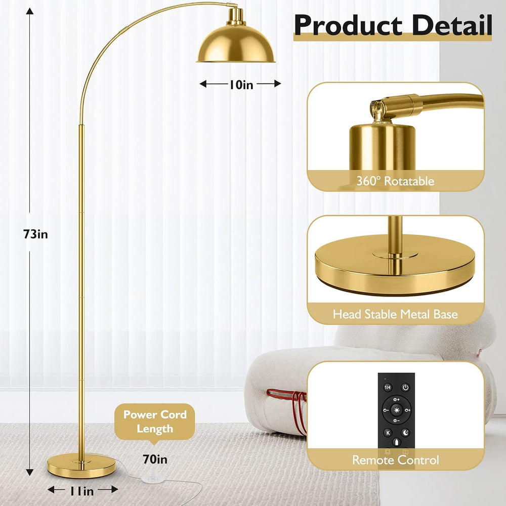 Arc Floor Lamps for Living Room, Modern Tall Standing Lamp Remote Control,Ste...