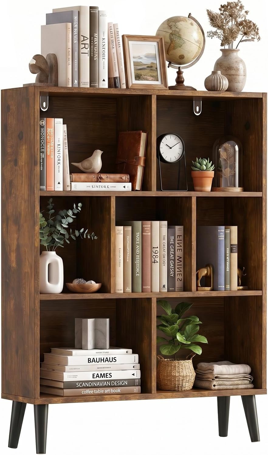 7 Cube Storage Organizer Shelf,Open Cube Bookshelf with Legs
