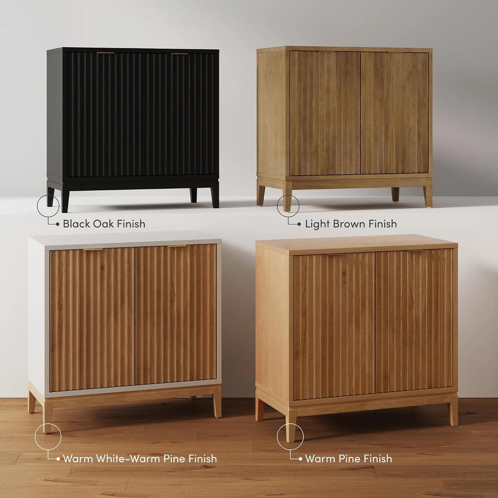Nathan James Jasper Modern Sideboard, Kitchen Storage Cabinet with Fluted Doo...