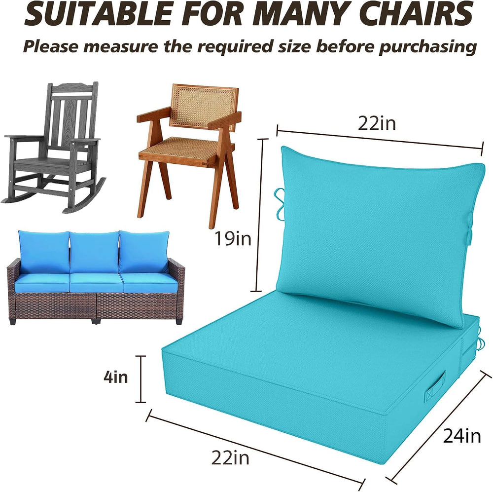 22X24-2set,Outdoor Chair Cushions, 30D High-Density Foam Patio Chair Cushions...