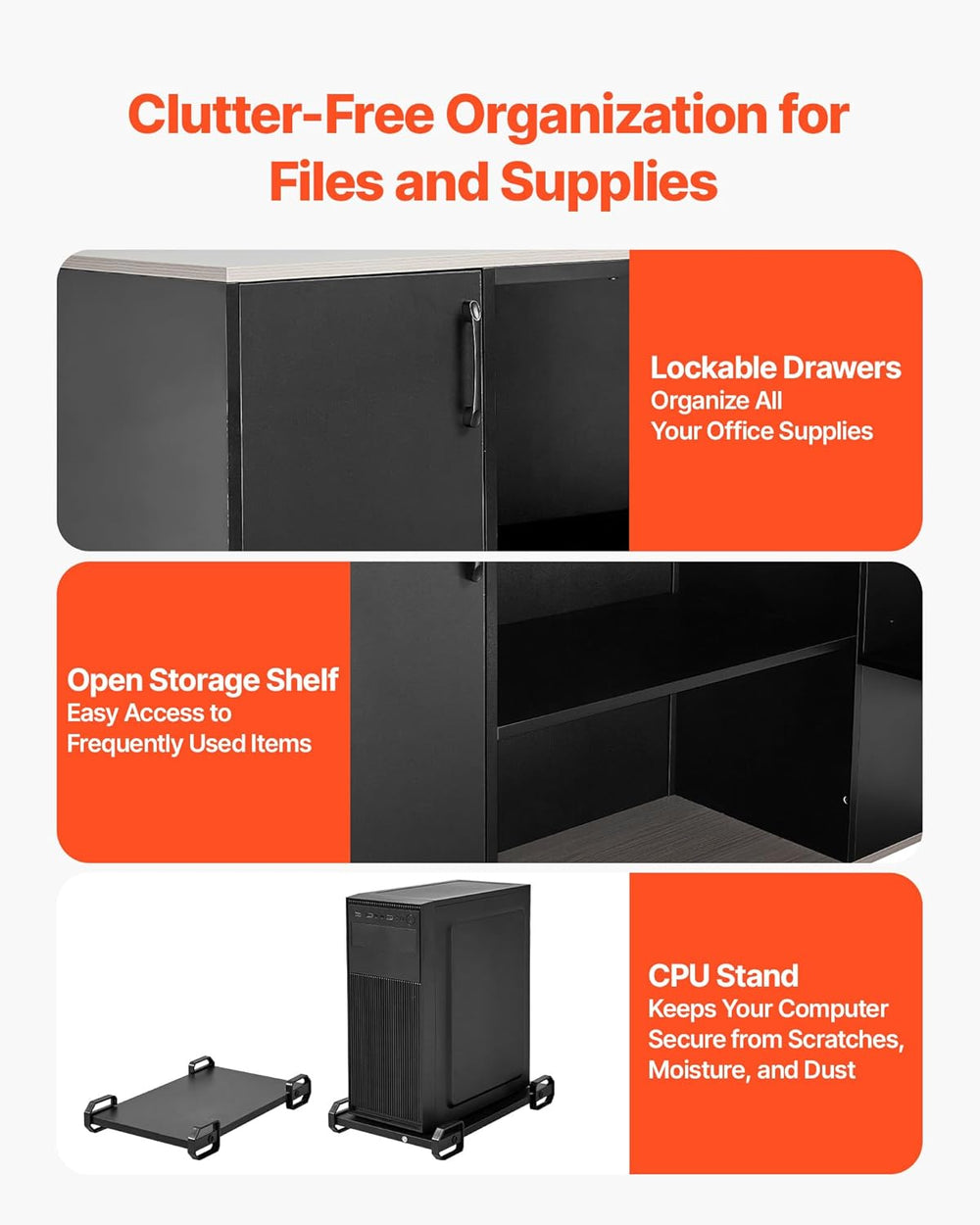 VEVOR 71" L-Shaped Executive Desk, Large Computer Desk with Drawers, Fil...