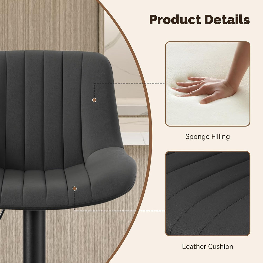 Nalupatio Bar Stools Set of 2, Adjustable Modern Swivel Bar Stools with Backs...