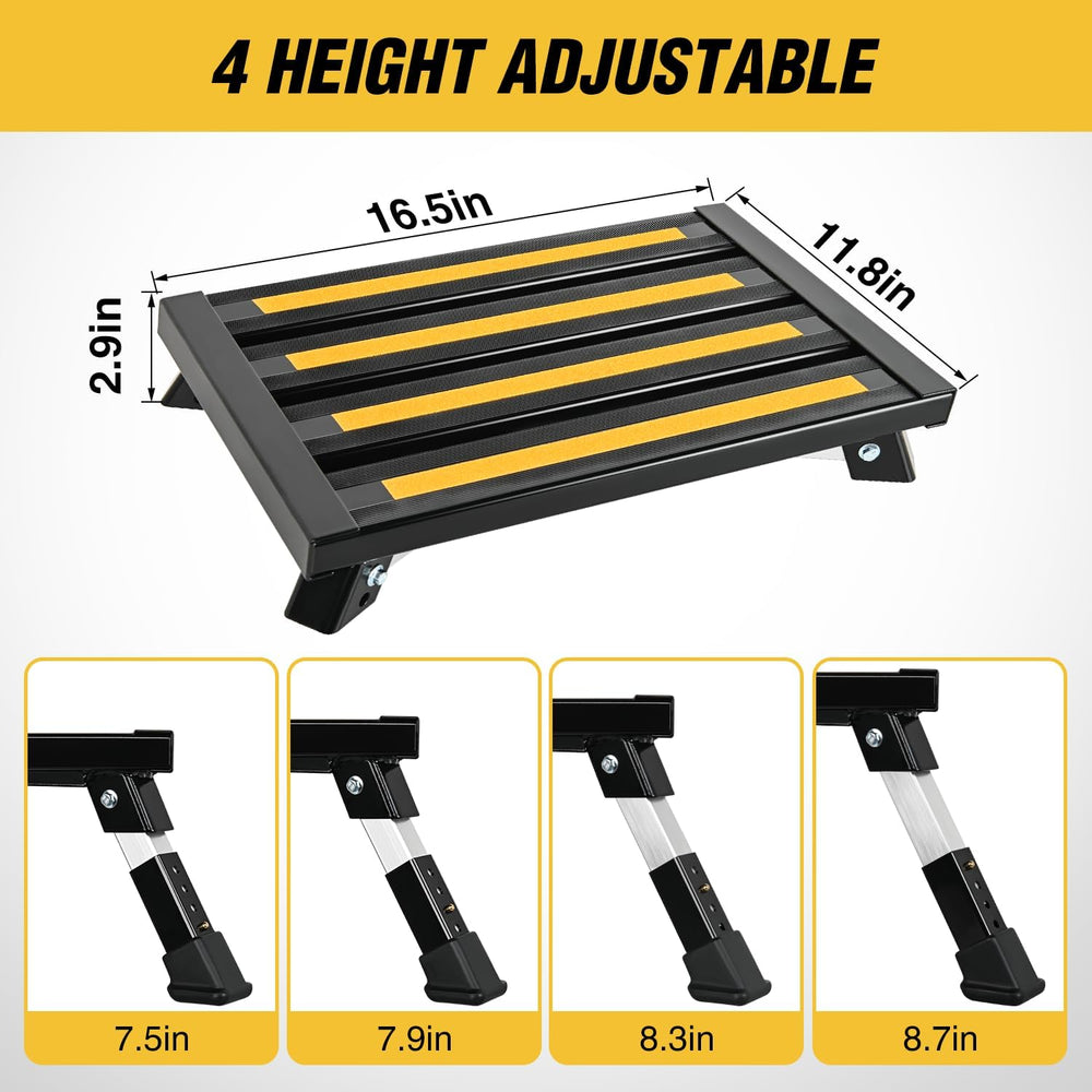 Nilight RV Steps Folding Aluminum Step Stool 16.5"x12" 4 Level Adju...