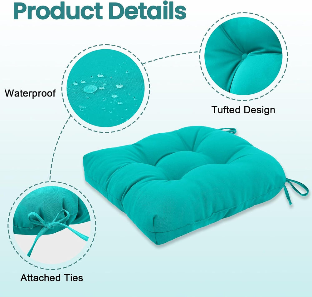 idee-home Outdoor Chair Cushions Set of 4, Patio Seat Cushions