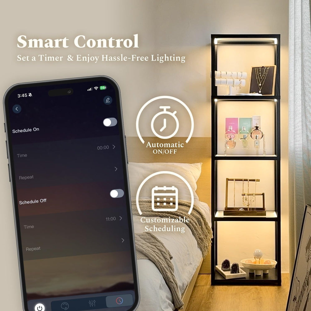 Large Glass Display Shelf with Remote/APP Control, Curio Cabinet for Collecti...