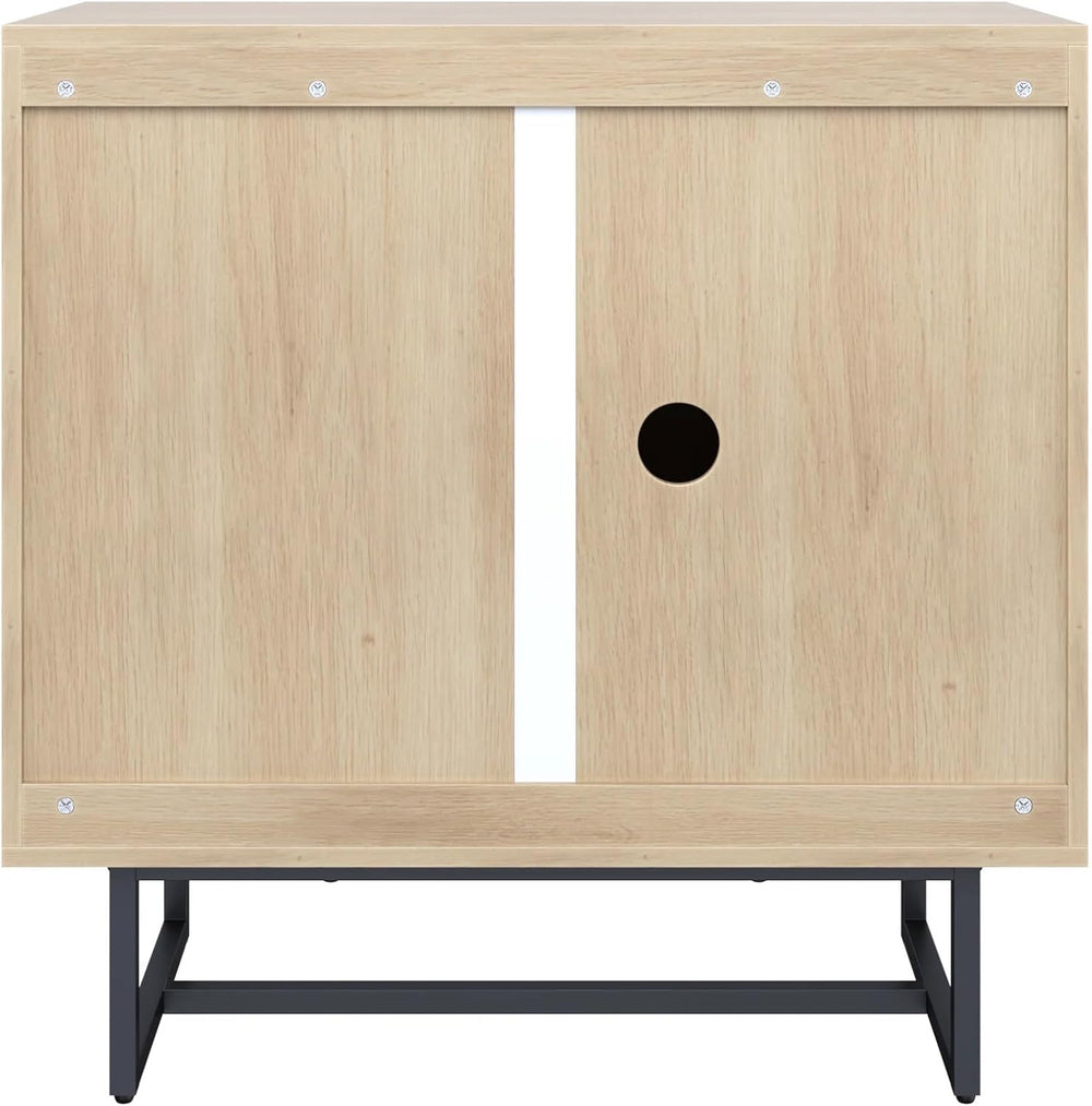 Nathan James Kova Accent Sideboard Storage Cabinet in Light Wood and Rattan w...
