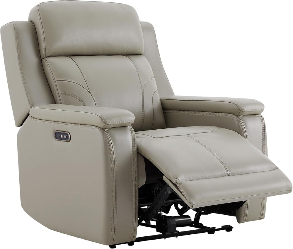 Watson & Whitely Genuine Leather Recliner Lay Flat W Power Headrest Grey