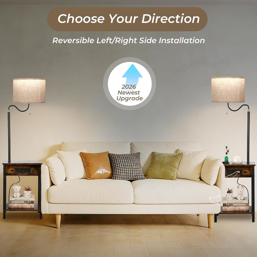 FIMEI Floor Lamp with Table, USB Ports & Outlets, 3 Color Temperature