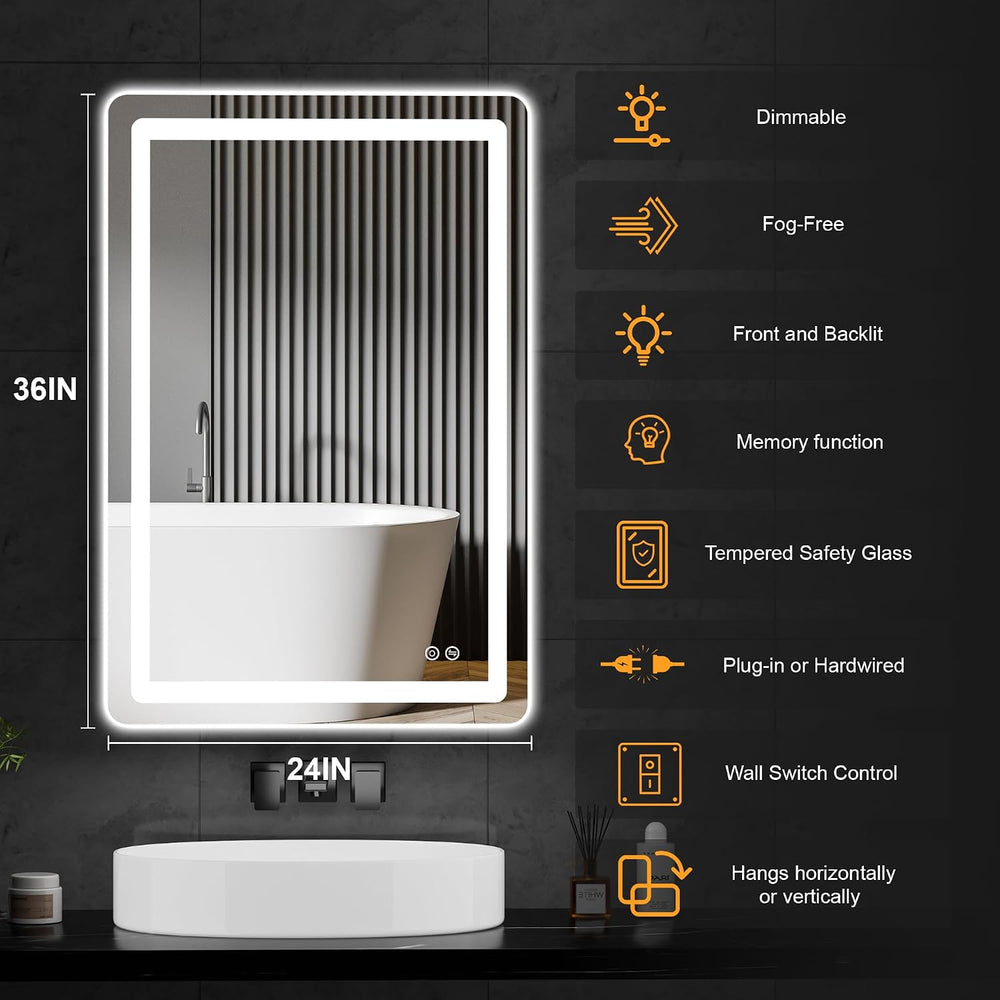 36"x24" LED Bathroom Mirror with Lights, Vanity Mirror with Lights