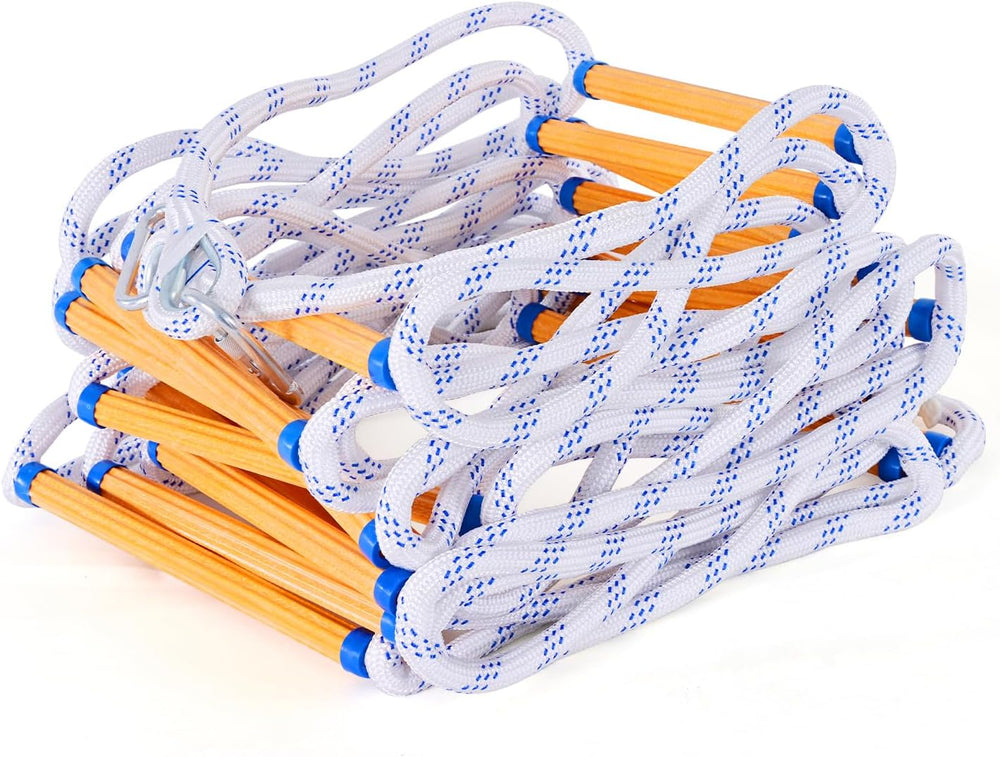 Fire Escape Ladder 2 Story, 13FT Portable Rope Ladder with 2 Hooks
