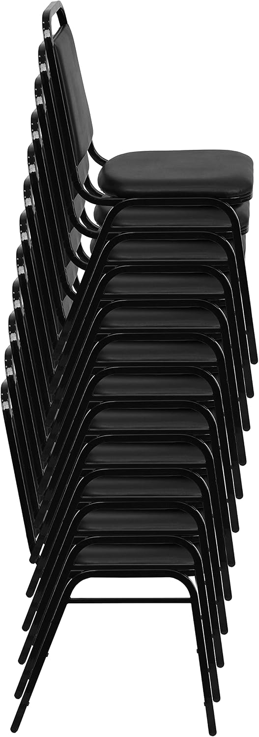 Flash Furniture Hercules Trapezoidal Back Stackable Banquet Chair, Black