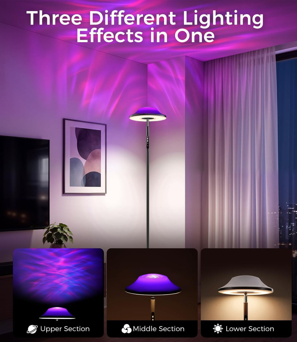 SIBRILLE LED Uplighter Floor Lamp | RGB & Water Ripple Dynamic, Warm Cool...