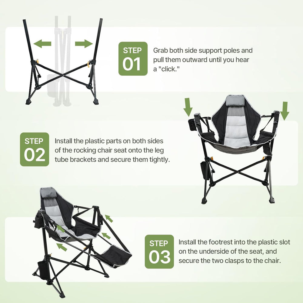 Suteck Hammock Camping Chair with Footrest,500LBS Oversized Swinging Chairs