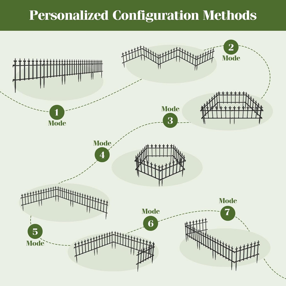 GIANTEX 5 Panels Decorative Metal Garden Fence, 9 FT, No Dig, Heavy Duty