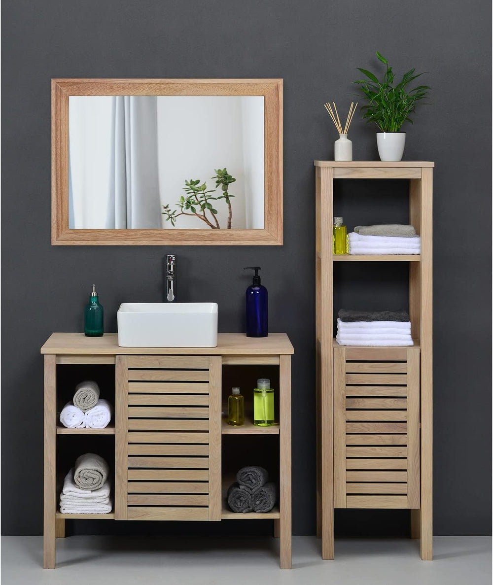 AAZZKANG Rustic Mirrors for Wall Rectangle Wooden Frame Hanging Mirror for Be...