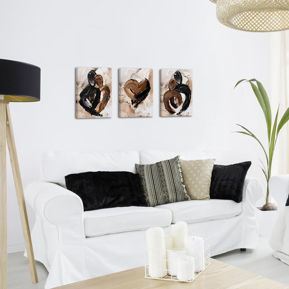 sechars Brown and Black Wall Decor Abstract Couple Modern Paintings Canvas Pr...