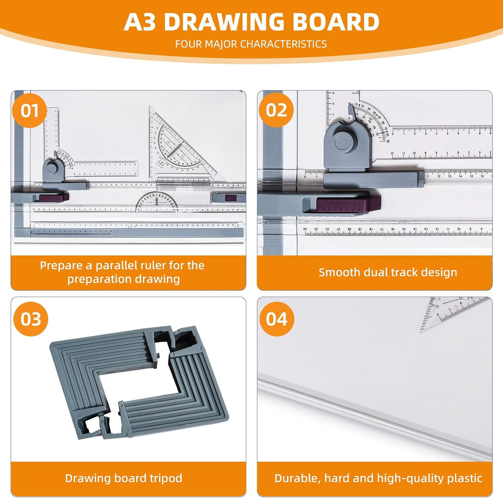 A3 Drawing Board Drafting Table Multifunctional Drawing Board Table with Clea...