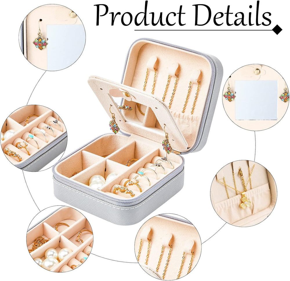 Bucherry 10 Pcs Mini Travel Jewelry Case with Mirror