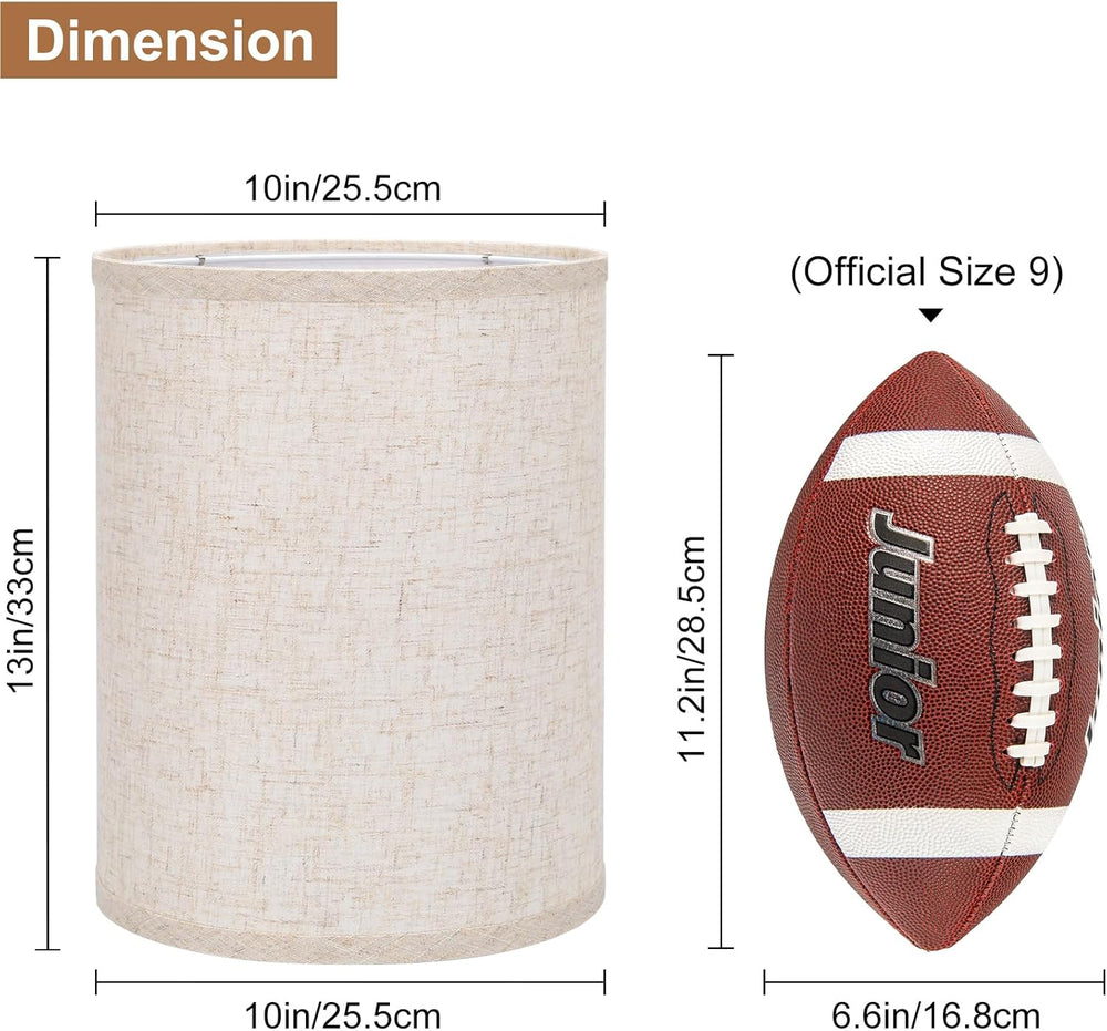 Tall Drum Lamp Shades Set of 2, 10"Top x10"Bottom x 13"High,Be...